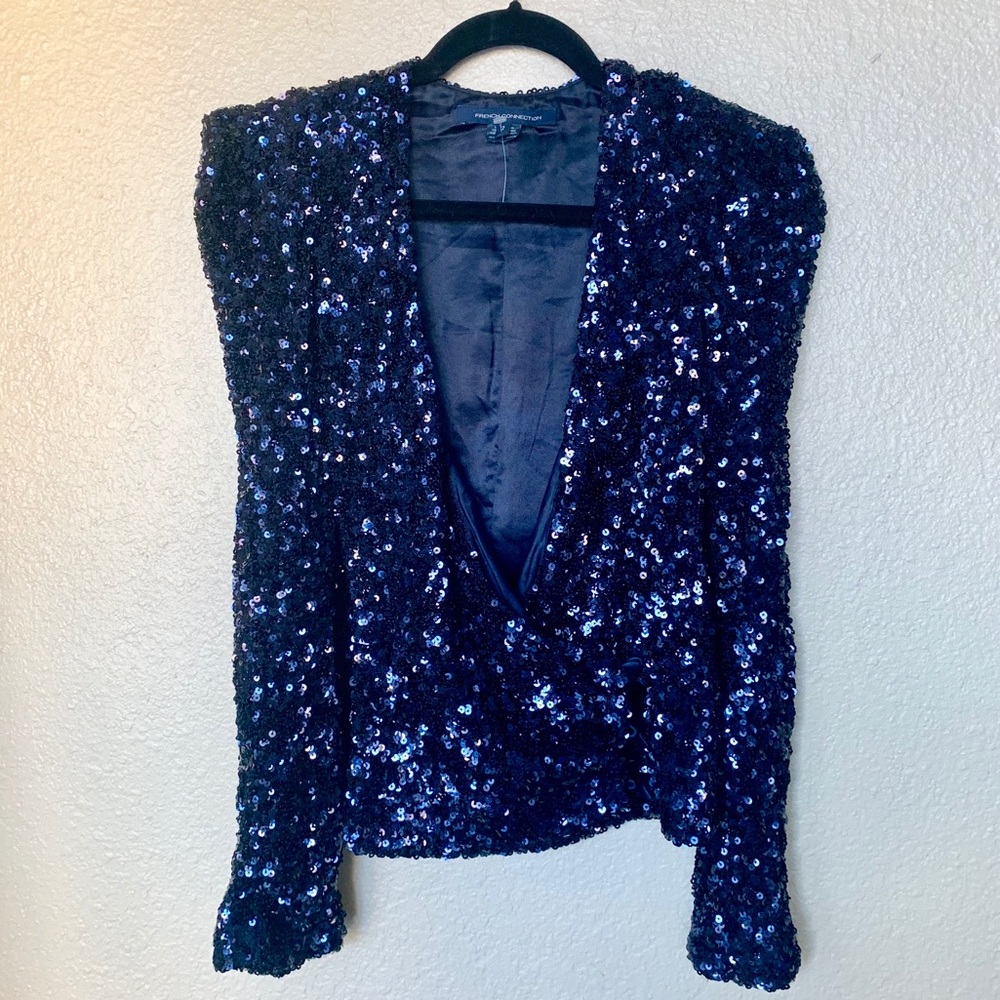 French Connection navy sequin blazer jacket